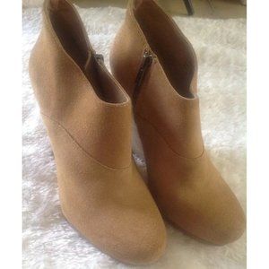 SAKS FIFTH AVE Women's Ankle Boots Shoes Olana Suede Leather Tan EU 38 US 7.5